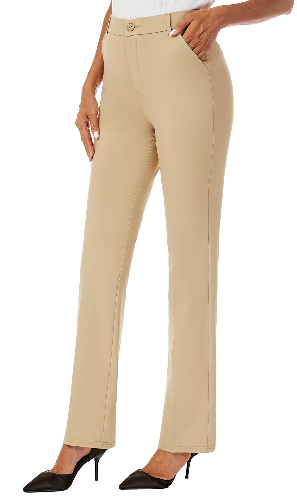 iChosy Women's Stretch Straight Leg Dress Work Pants Business Casual Slacks