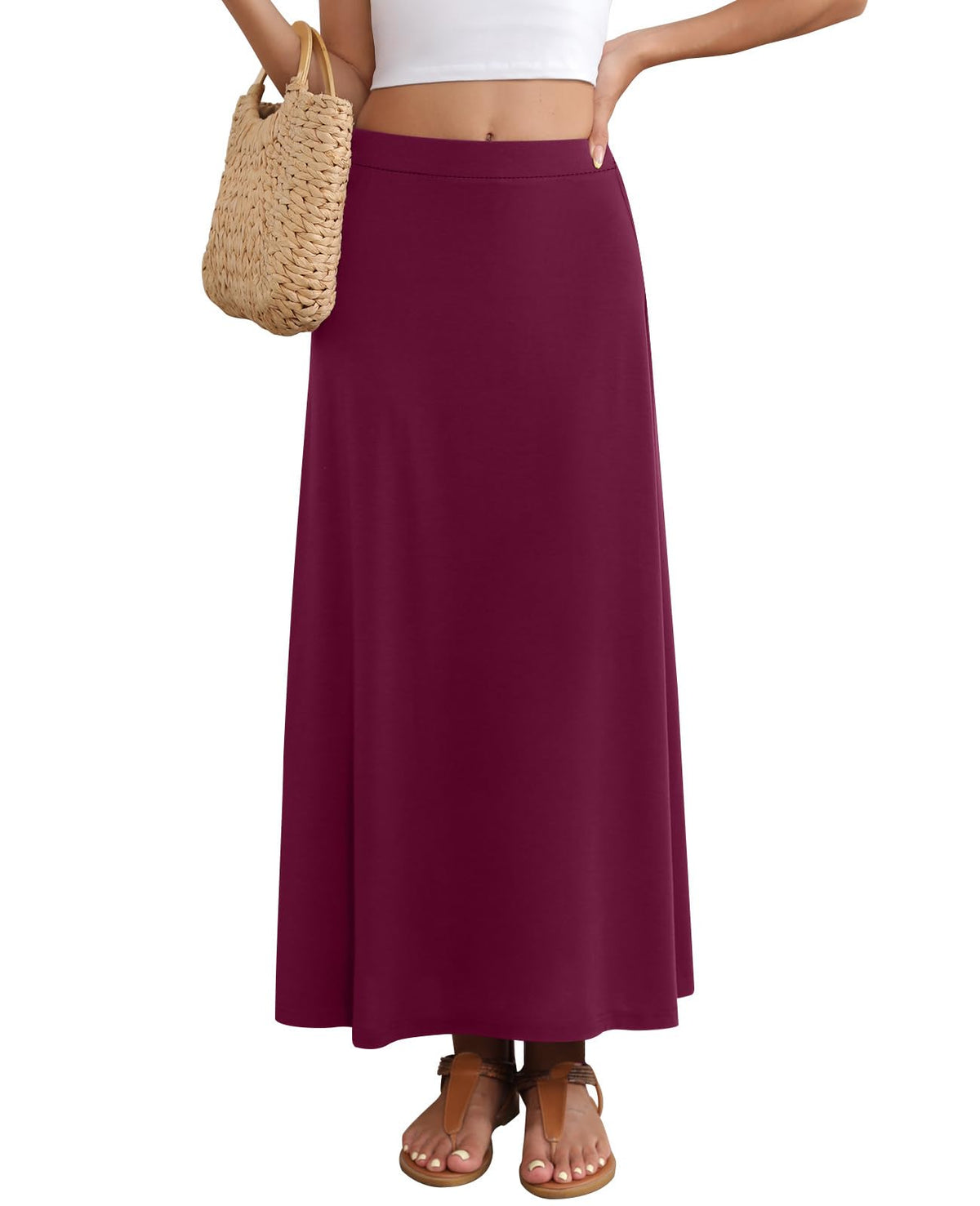 Women's Maxi Skirt Flowy A-line Casual Long Skirts S-2XL