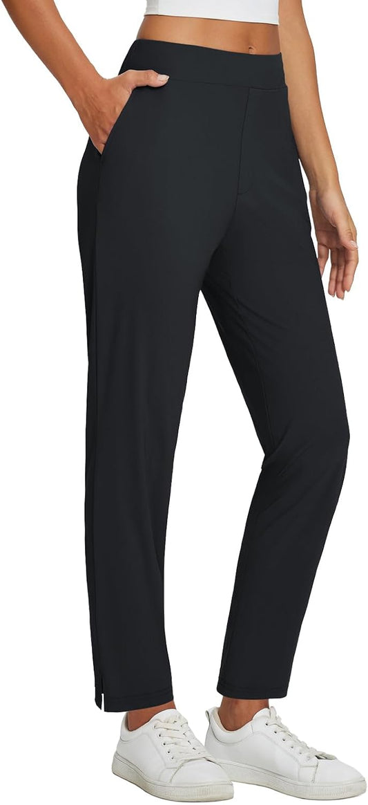 baleaf Womens Business Casual Pants Stretch Travel Pants On Airport with Zipper Pockets Dressy Slacks Golf Work Pull on