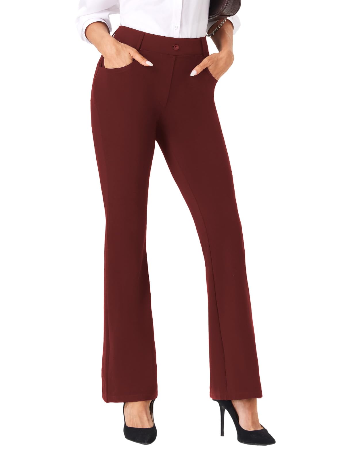 Womens Straight Leg Stretchy Dress Work Pants Business Office Casual Slacks