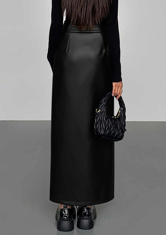 PRETTYGARDEN Women's Faux Leather Long Pencil Skirt