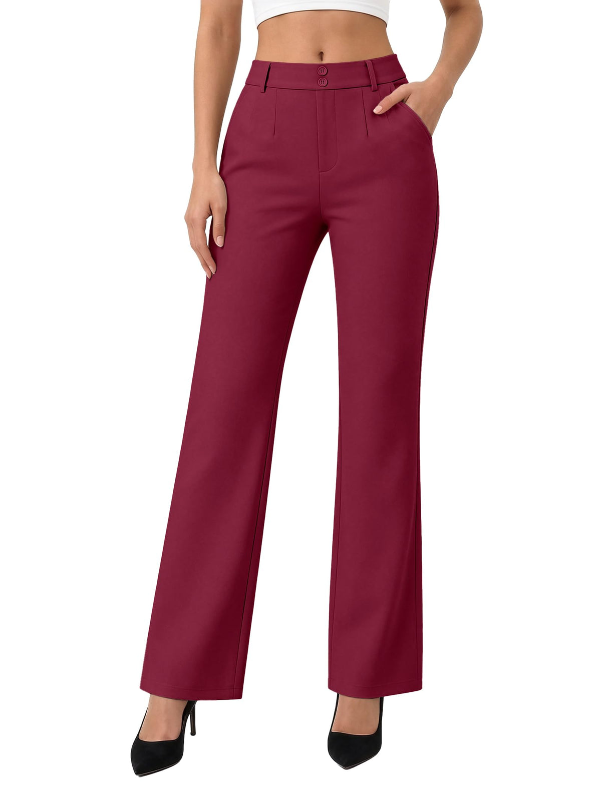 keriffe Womens Dress Pants High Waisted Stretchy Bootcut Work Slacks