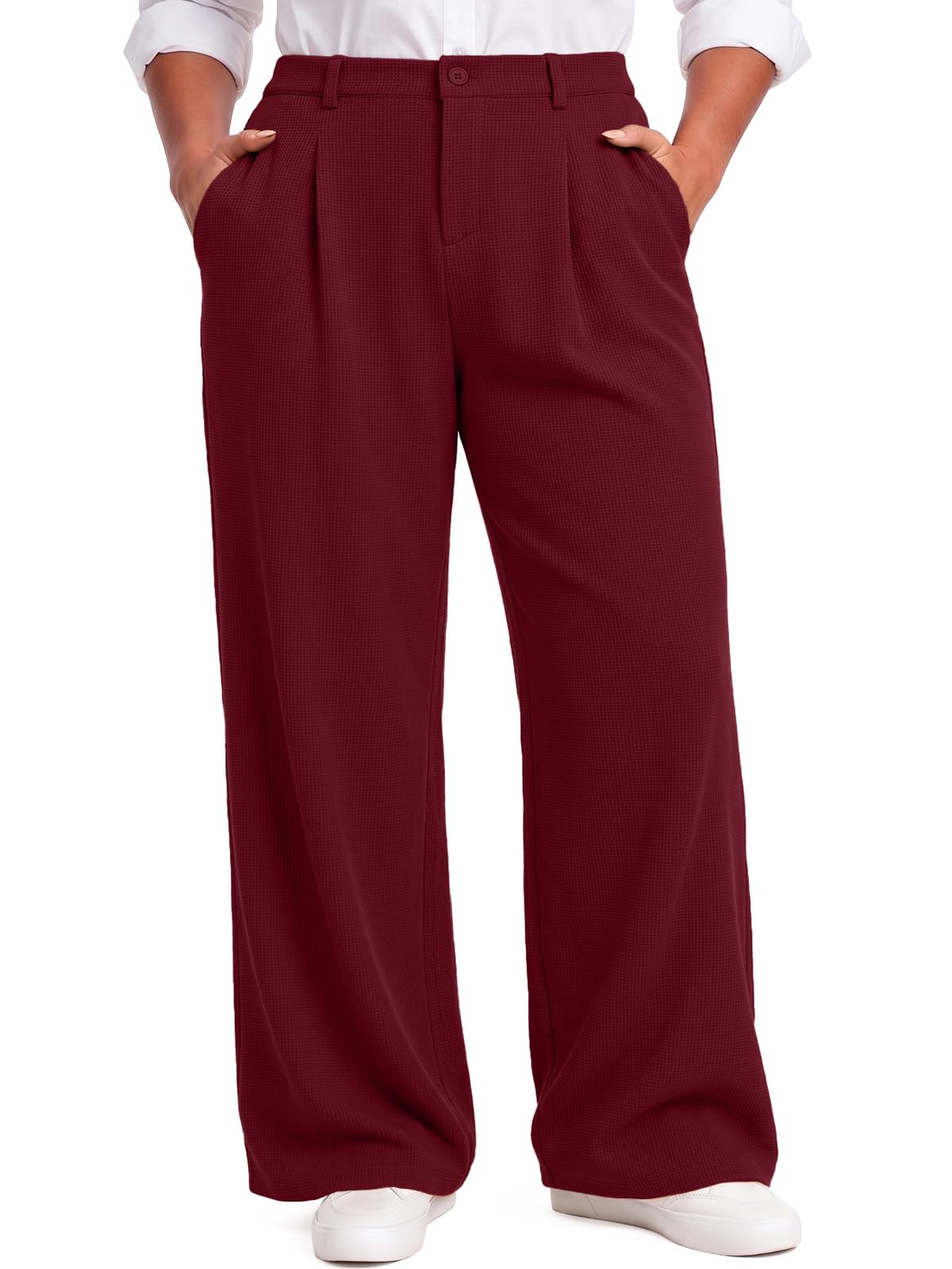 Feiersi Womens Plus Size Wide Leg Dress Pants Stretchy Business Work Pants