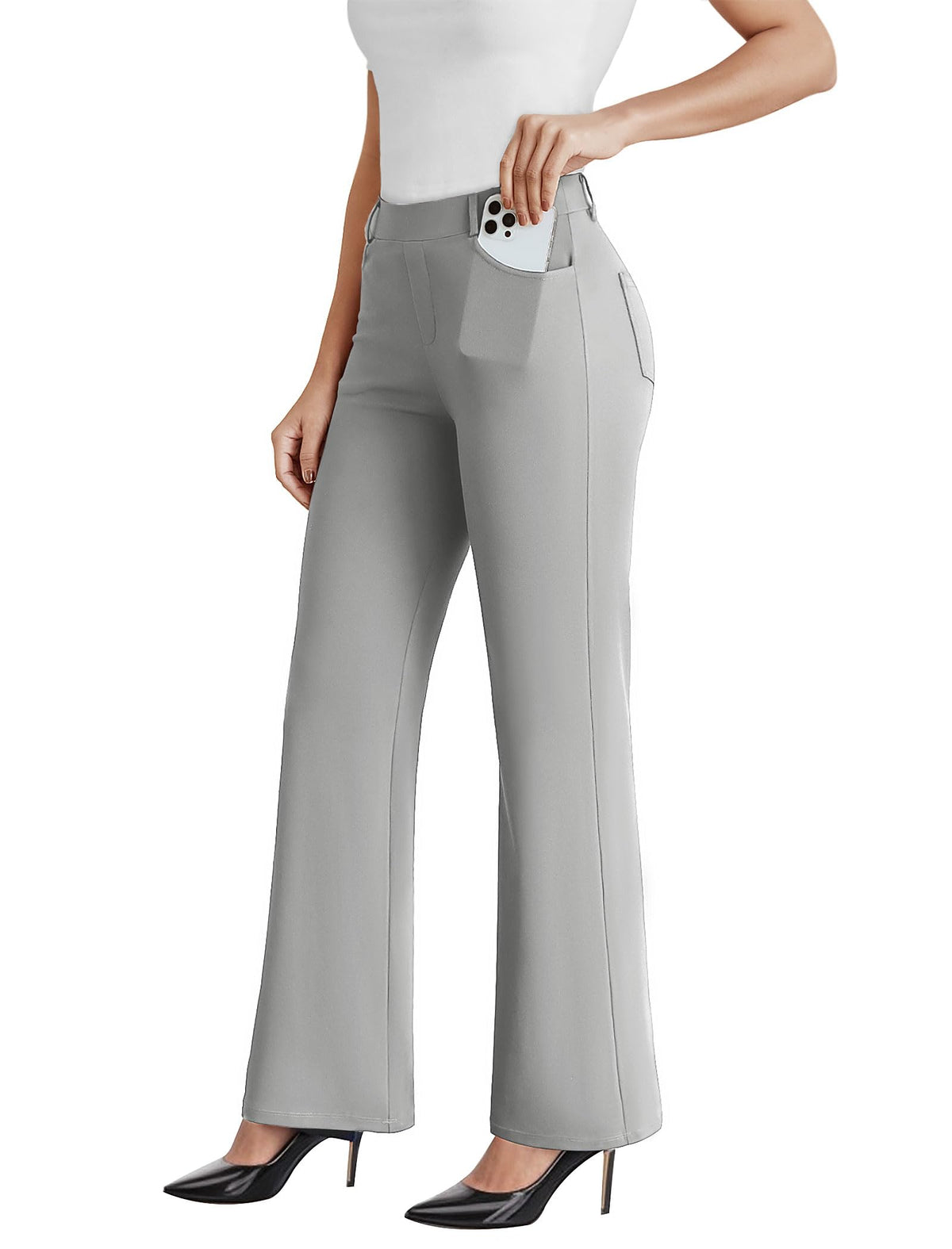DLOODA Dress Work Pants Women Business Casual Slack Trousers Flare Pants