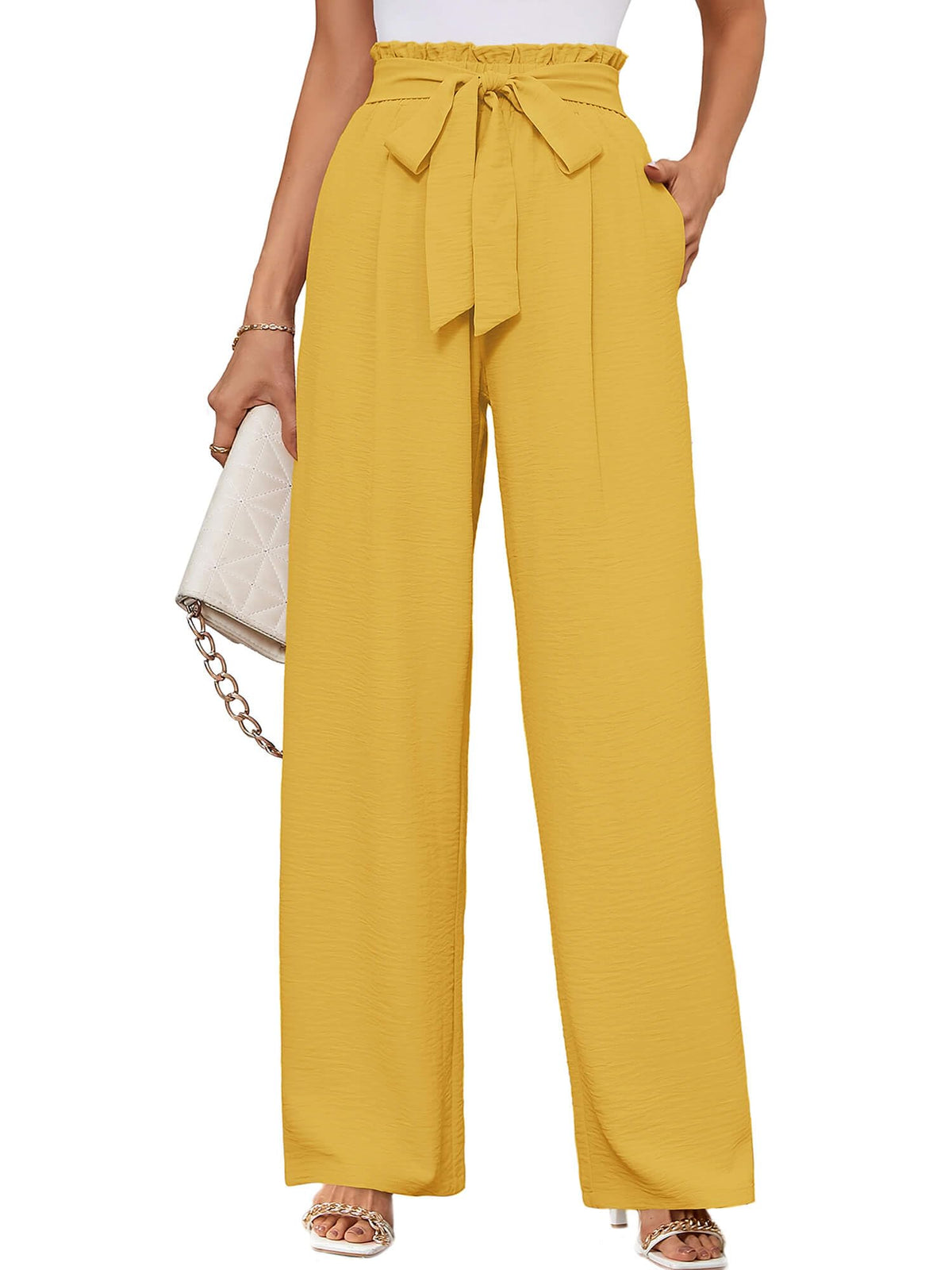 KORSIS Women's Wide Leg Lounge Pants Lightweight High Waisted Loose Work Elastic Casual Outfits Trousers with Pockets (S-2XL)