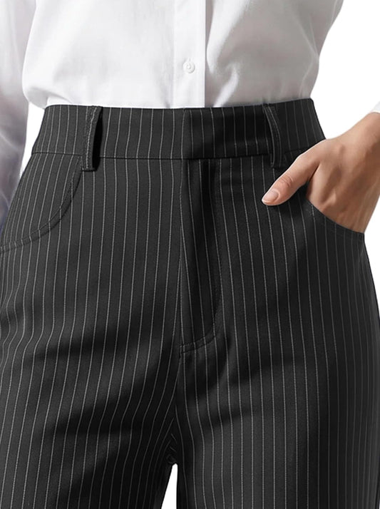 Wide Leg Business Casual Pants for Women Office Outfits in Pinstripes