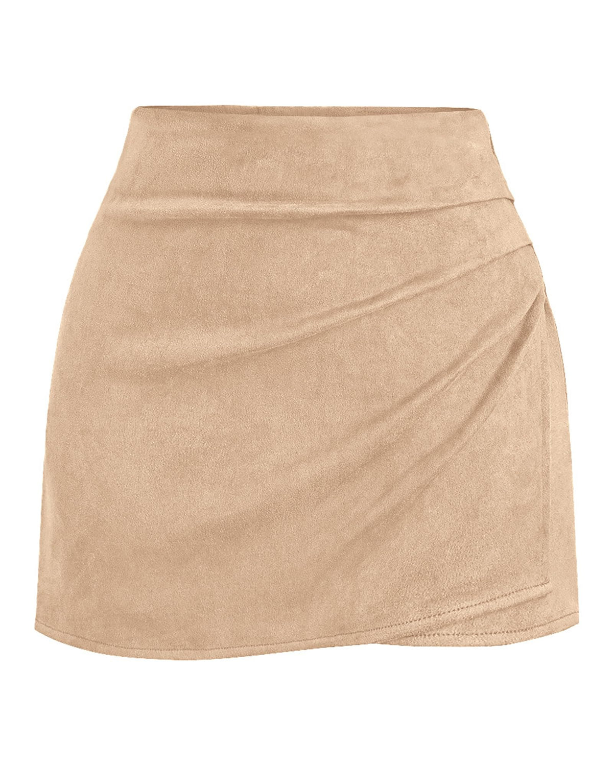 BTFBM Faux Suede Mini Skirts for Women Ruched Wrap Skorts