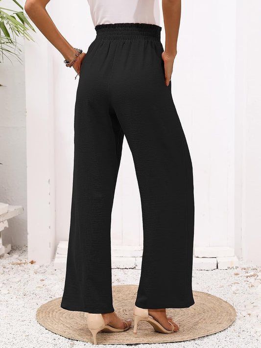 Heymoments Wide Leg Pants for Women High Waist Tie Knot Trousers
