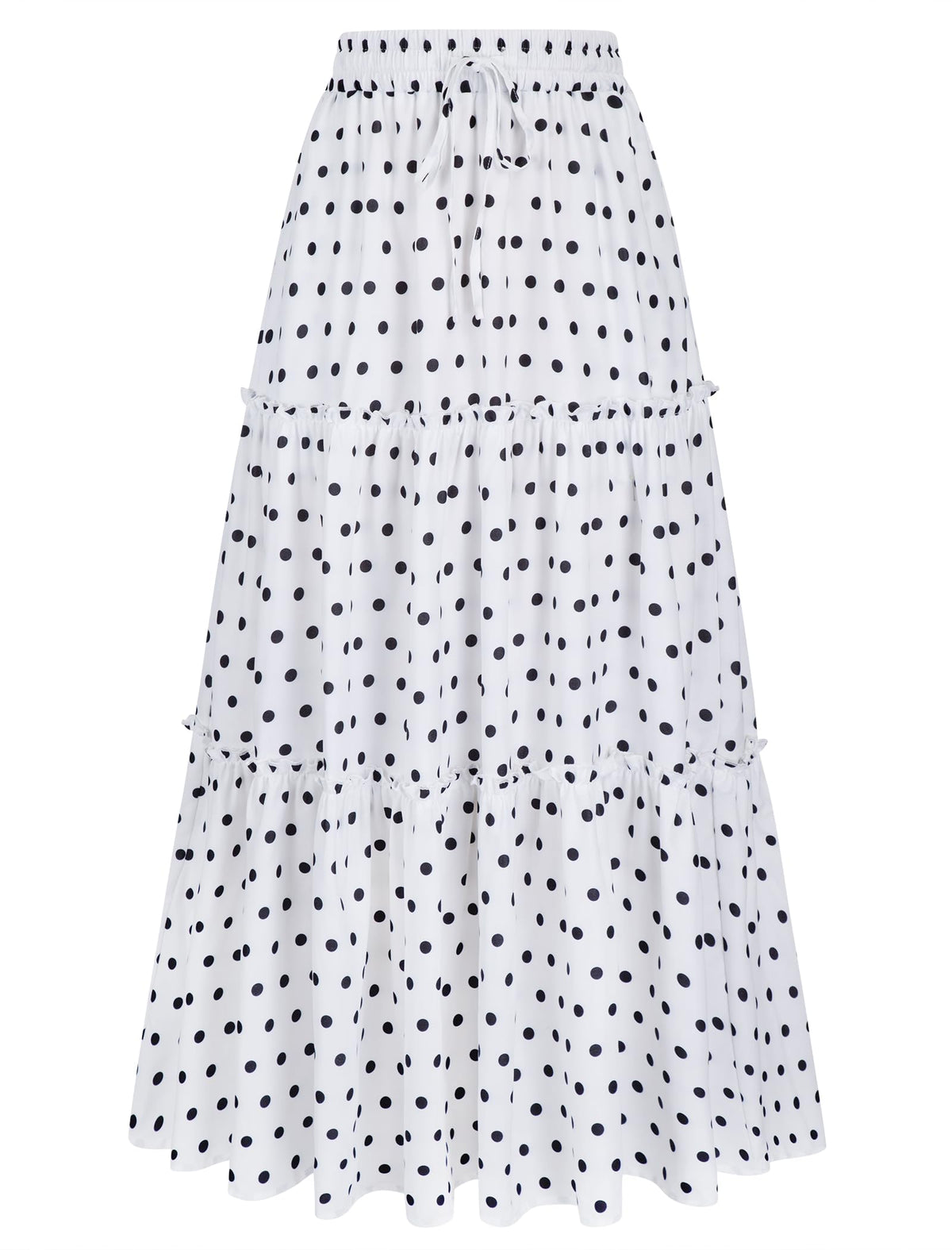 Arolina Women's Summer Maxi Skirt Trendy High Waist Pleated Ruffle Long Skirts Flowy Beach Boho Skirt Dress with Pockets
