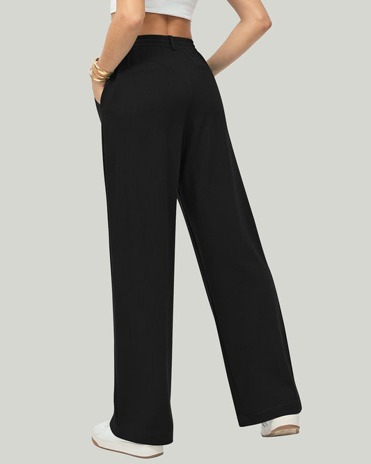 MOLERANI Women's Wide Leg Pants Slacks Work Dress Pants Waffle Trousers