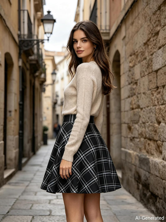 THHGPO Women's Casual Basic Skirts A-Line Skirt with Shorts