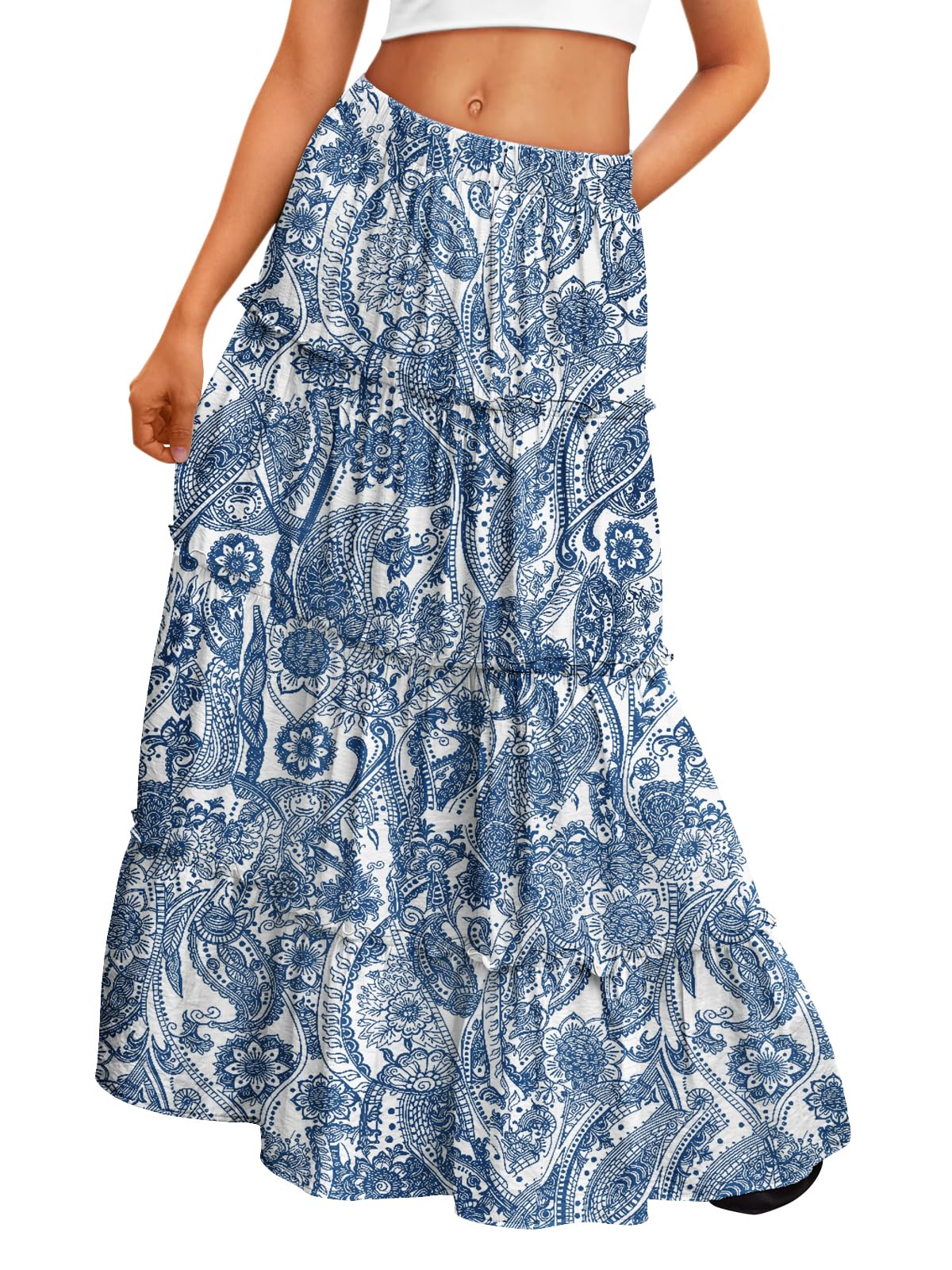 Trendy Queen Maxi Skirts for Women Boho Skirt with Pockets Summer Outfits