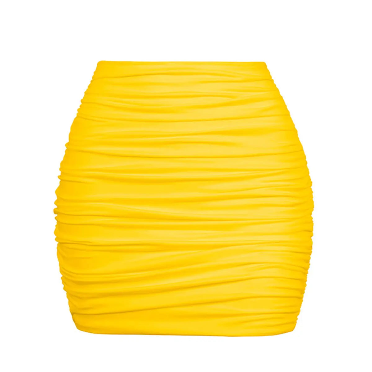 OYS Women's Sexy High Waist Solid Tight Ruched Bodycon Mini Club Skirt