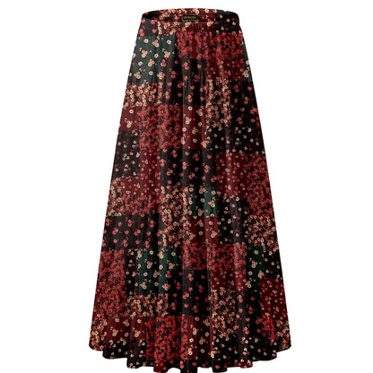 NASHALYLY Women's Chiffon Elastic High Waist Pleated A-Line Flared Maxi Skirt Flower Breathable Comfortable Casual Summer Wear White Black Christmas Vintage Floral Bohemian Boho Womenswear Summer Outfits campingessentials