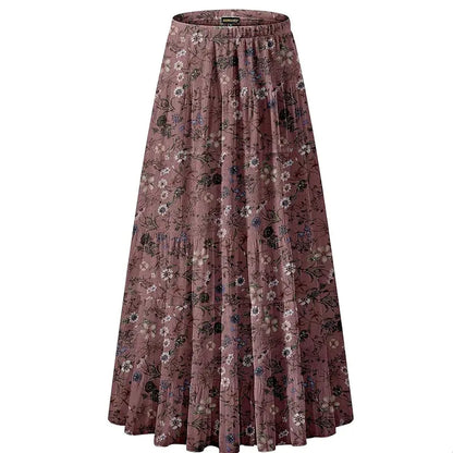 NASHALYLY Women's Chiffon Elastic High Waist Pleated A-Line Flared Maxi Skirt Flower Breathable Comfortable Casual Summer Wear White Black Christmas Vintage Floral Bohemian Boho Womenswear Summer Outfits campingessentials