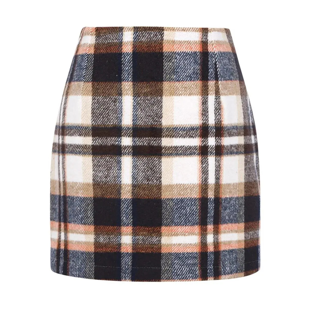 IDEALSANXUN Women's High-Waist Plaid Fitted Woolen Mini Skirt - Trendy Zipper-Closure Mini Length Preppy Chic Winter Flannel Bottoms for Holiday, Business Casual