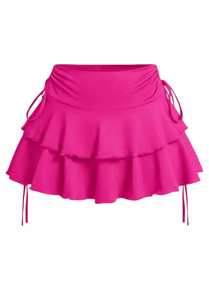 Women's Y2k Mini Ruffle Skirts with Shorts Cute Coquette Skort