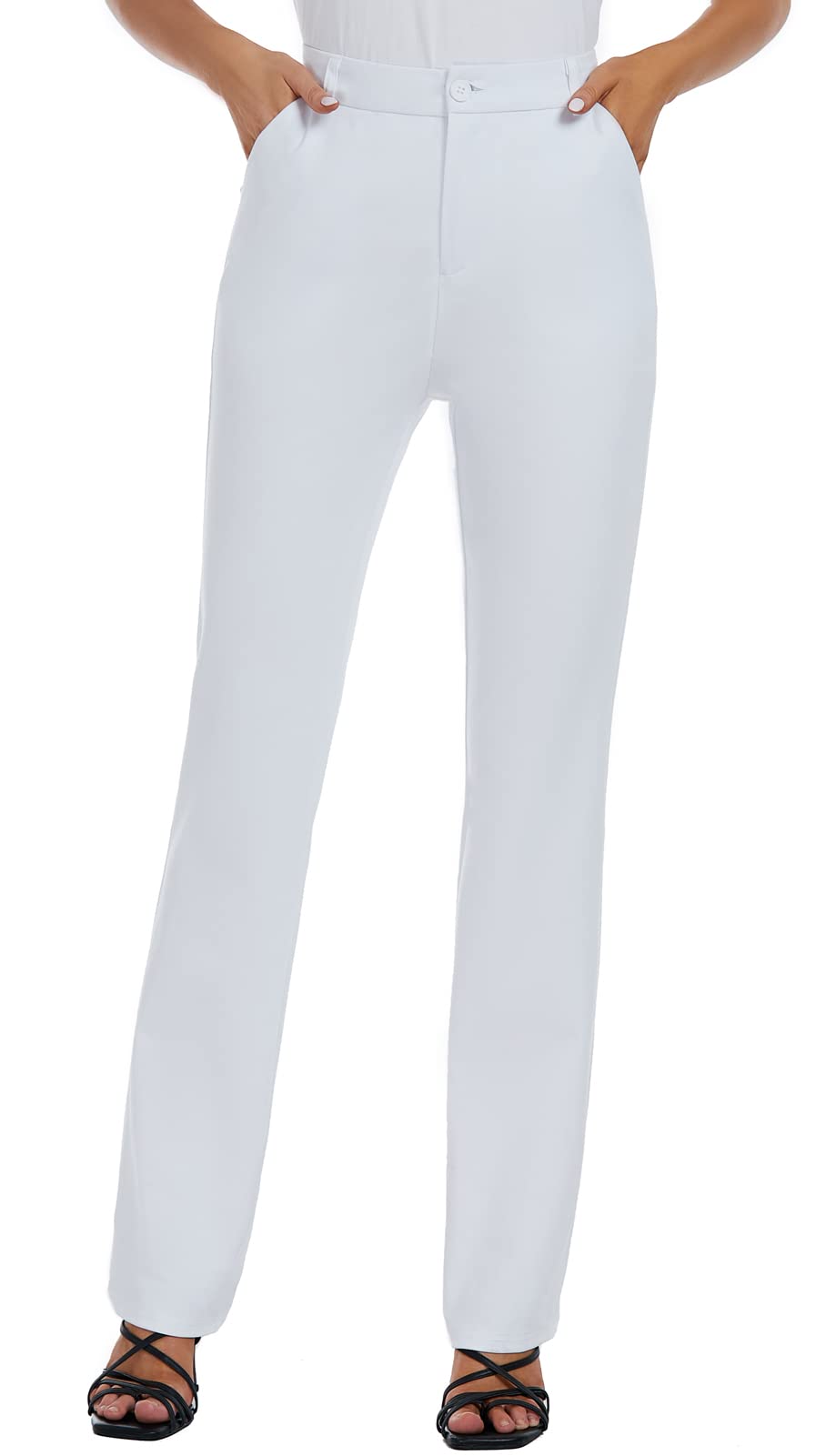 iChosy Women's Stretch Straight Leg Dress Work Pants Business Casual Slacks