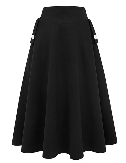 IDEALSANXUN Women’s Fall Winter High Waisted Wool Plaid A-line Long Skirt