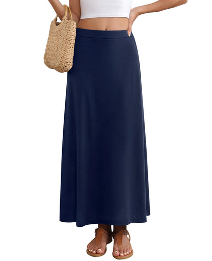 Women's Maxi Skirt Flowy A-line Casual Long Skirts S-2XL
