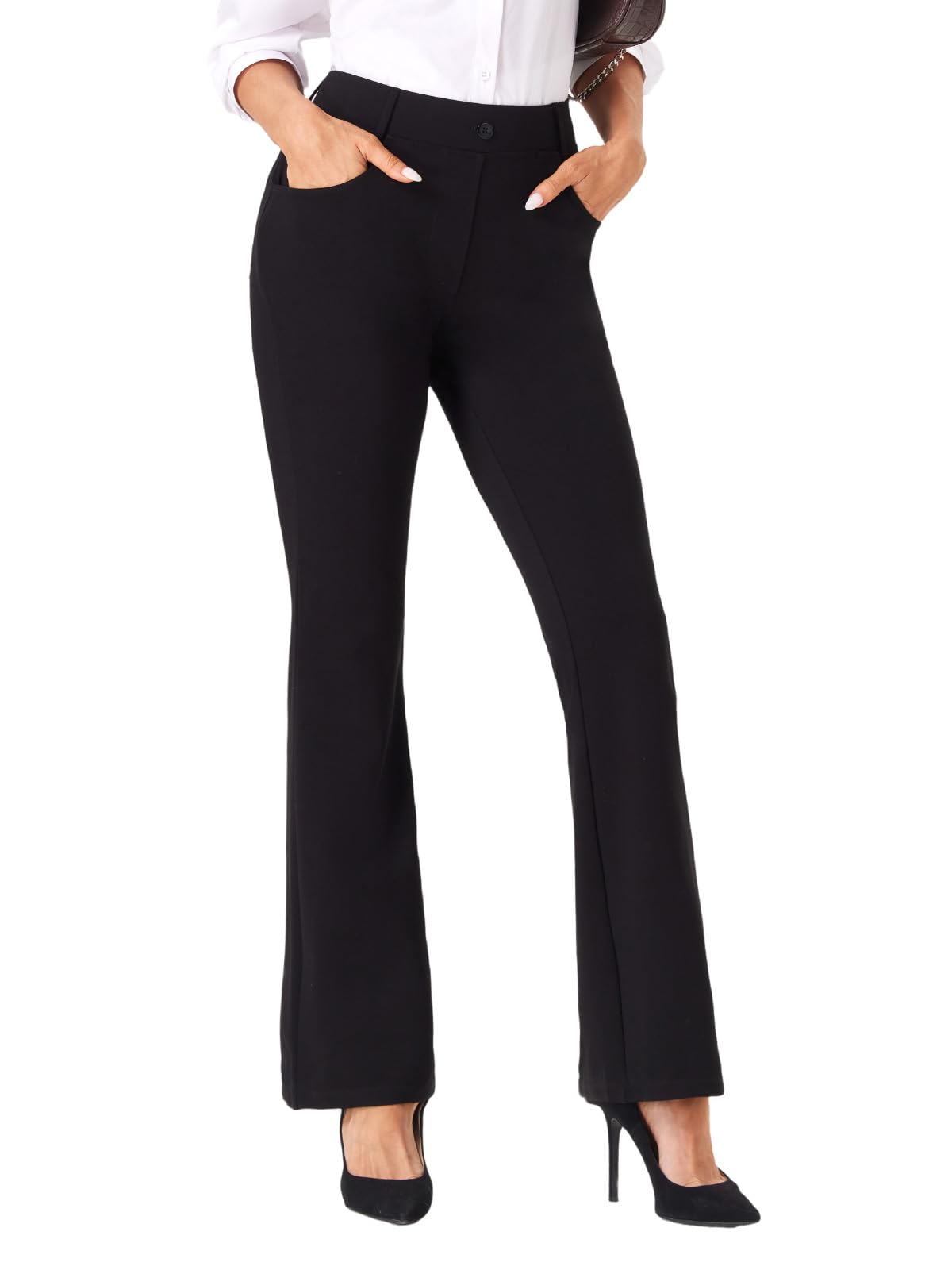 Womens Straight Leg Stretchy Dress Work Pants Business Office Casual Slacks