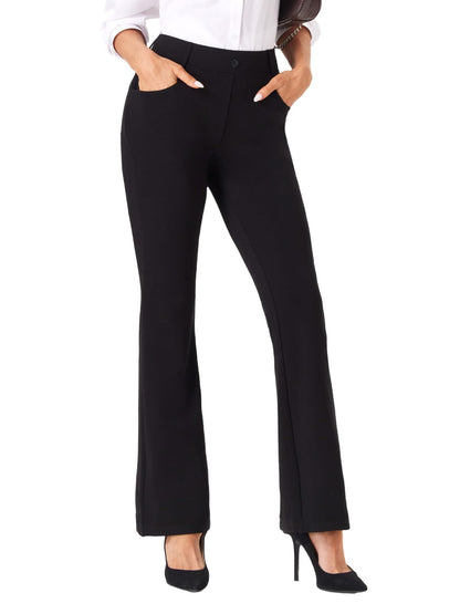 Womens Straight Leg Stretchy Dress Work Pants Business Office Casual Slacks