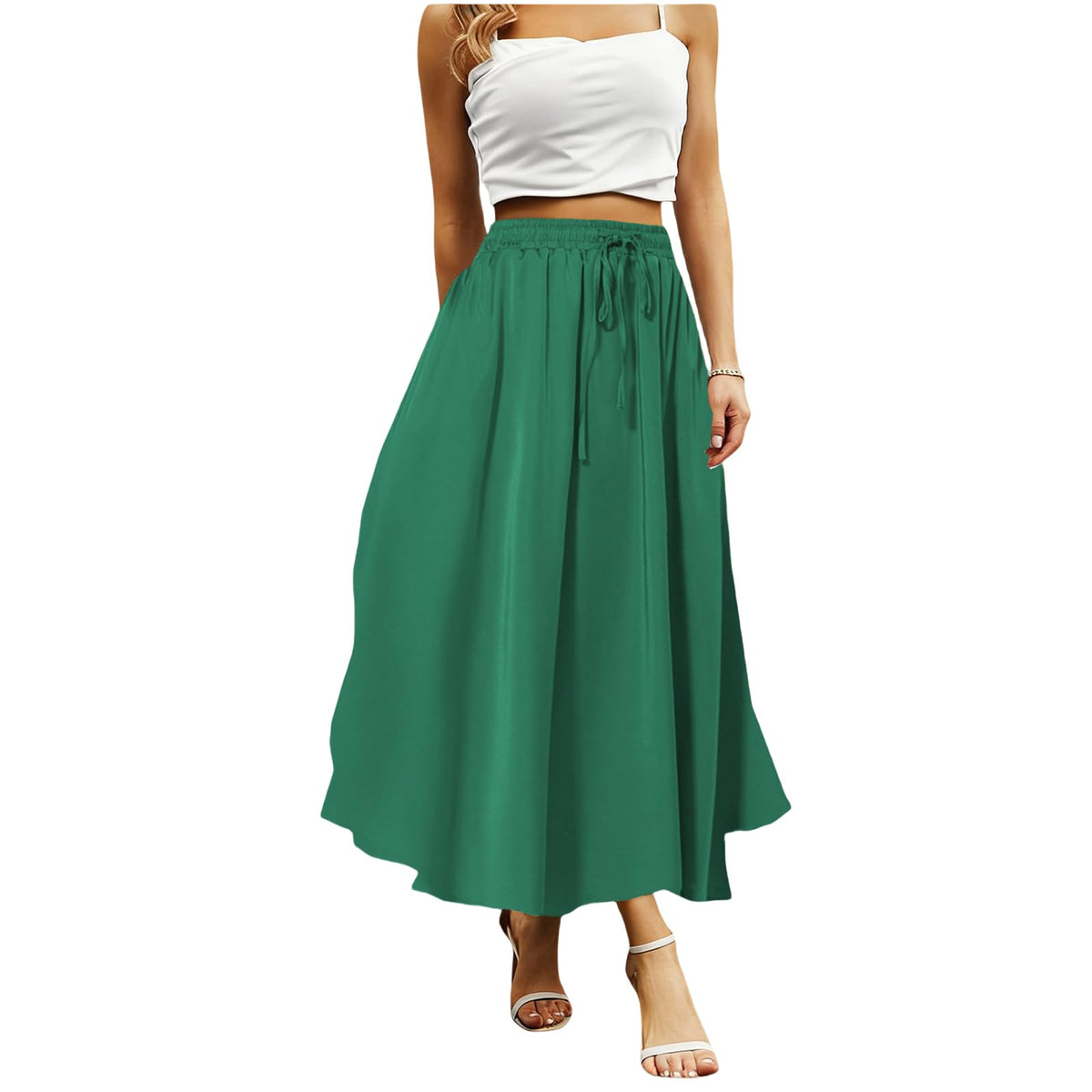 Abaadlw Maxi Skirts for Women with Pockets Long Midi Length