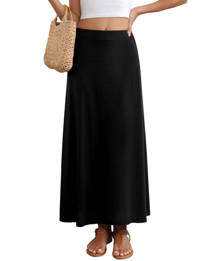 Women's Maxi Skirt Flowy A-line Casual Long Skirts S-2XL
