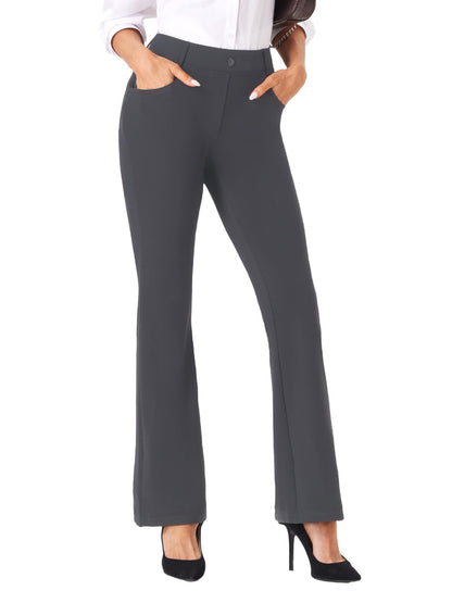 Womens Straight Leg Stretchy Dress Work Pants Business Office Casual Slacks