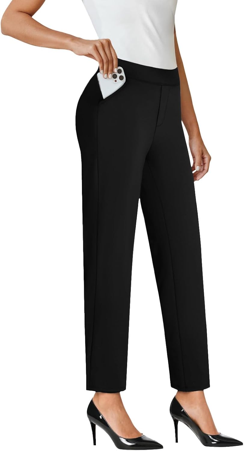 COPYLEAF Ankle Dress Pants Women High Waist Work Travel Pants with Pockets