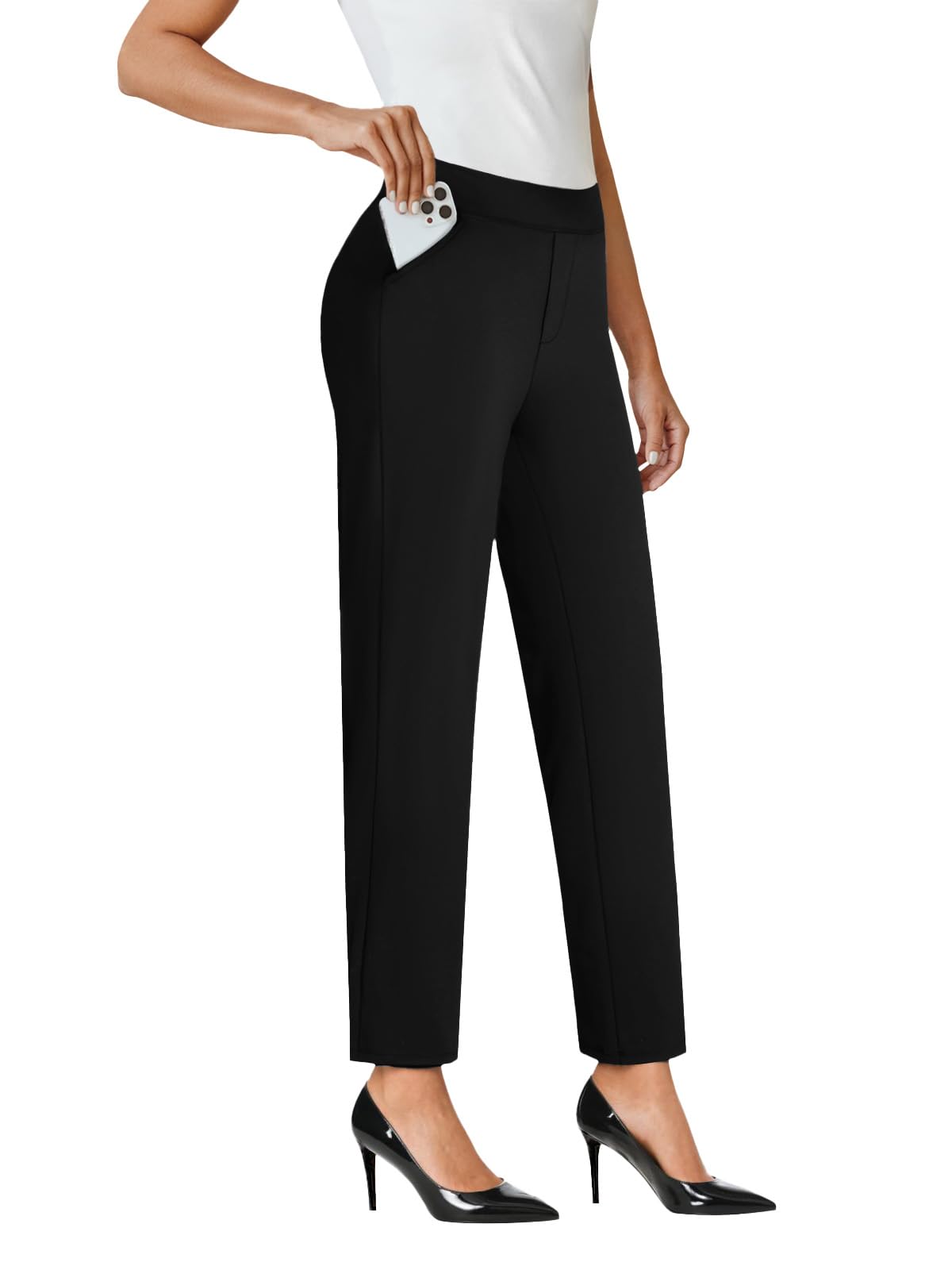 COPYLEAF Ankle Dress Pants Women High Waist Work Travel Pants with Pockets