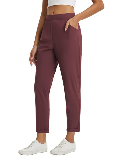 baleaf Womens Pants Petite Travel Stretchy Work with Zip Pockets Slacks