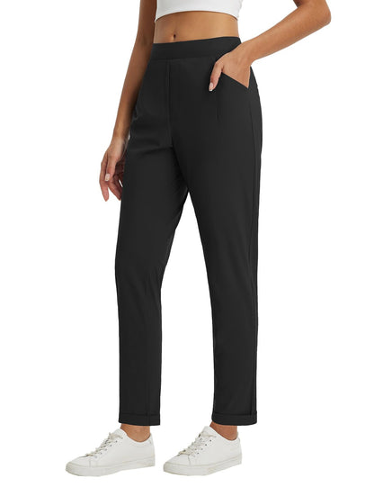 baleaf Womens Pants Petite Travel Stretchy Work with Zip Pockets Slacks