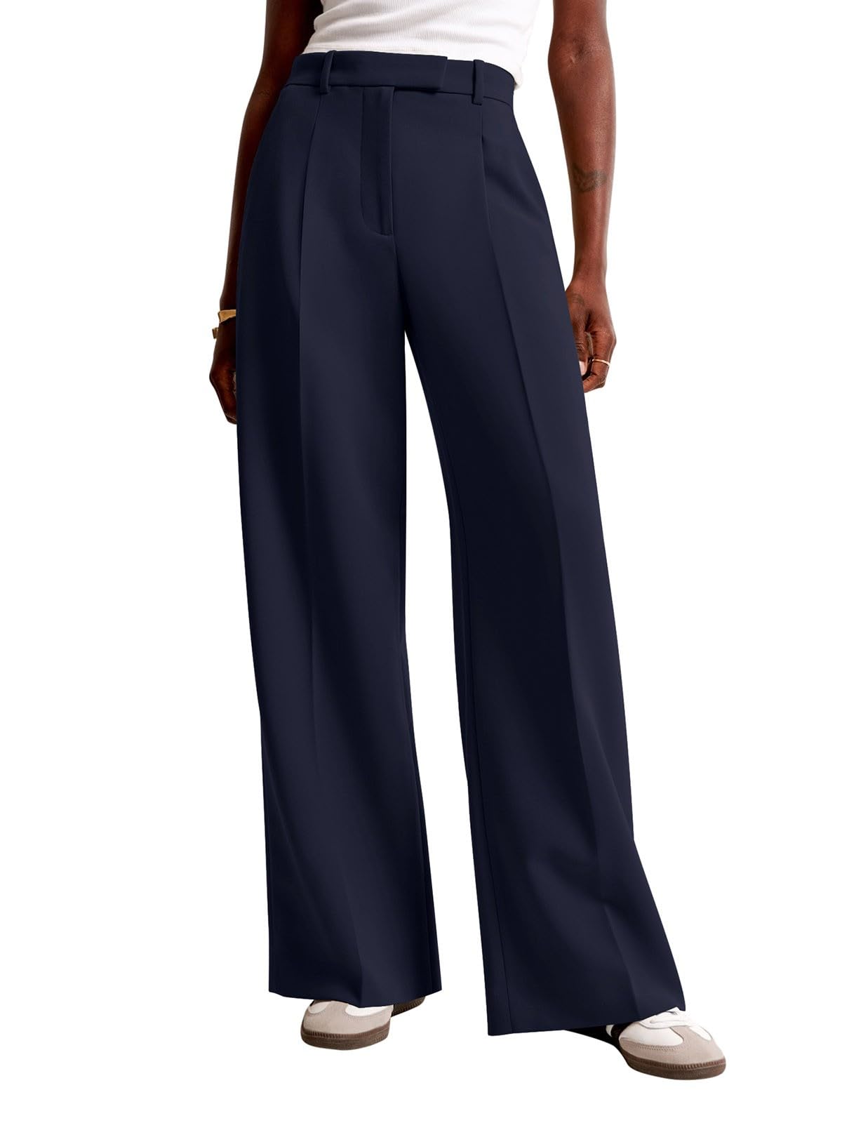NIMIN Women Wide Leg Work Pants High Waisted Dress Trousers with Pockets