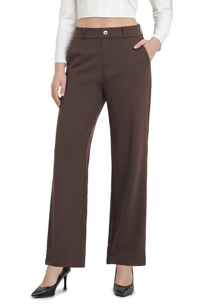 Bamans Womens Wide Leg Dress Pants Work Business Office Pull On Slacks