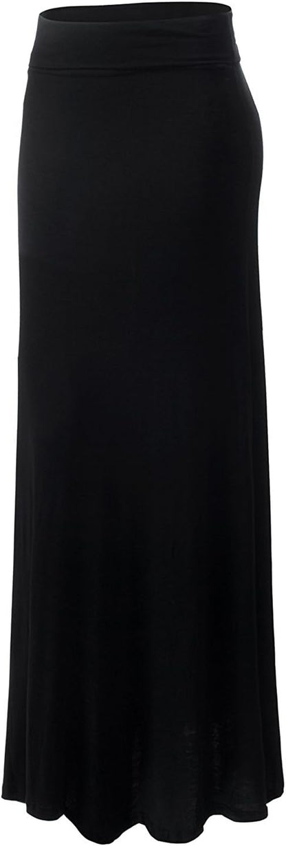 URBAN K Womens Basic Foldable High Waist Regular and Plus Size Maxi Skirts