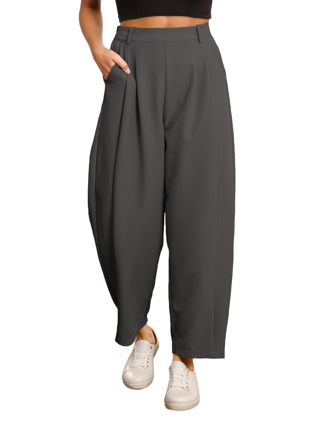 EVALESS Womens Wide Leg Barrel Pants with Pockets