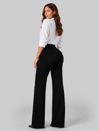 Sunzel Womens Stretch Wide Leg Dress Pants Hidden Butt Scrunch Work Trouser
