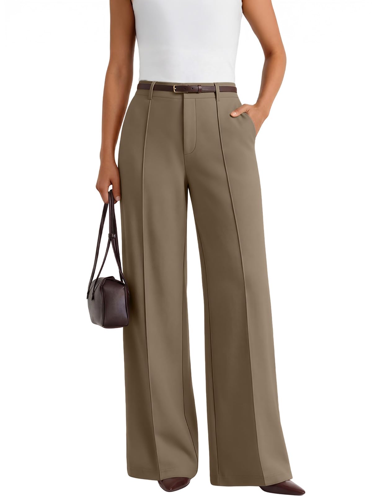 LILLUSORY High Waisted Front Seam Stretchy Dress Work Pants with Pockets