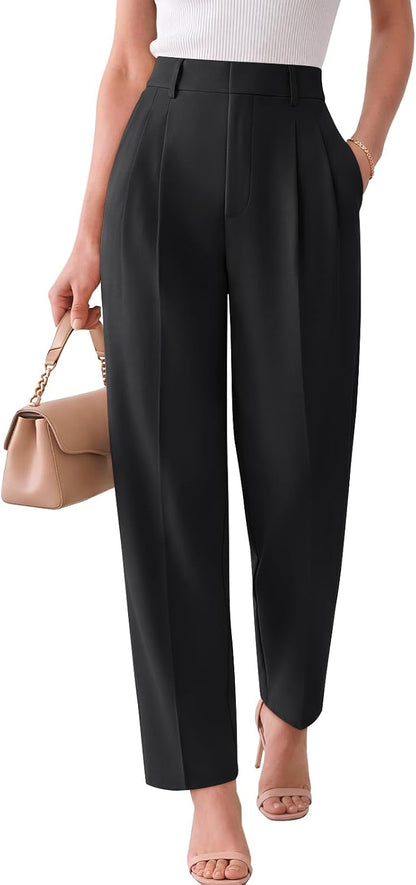 LILLUSORY Womens Tapered Stretchy High Waisted Dress Work Pants