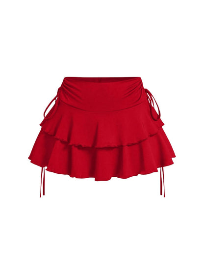 Women's Y2k Mini Ruffle Skirts with Shorts Cute Coquette Skort
