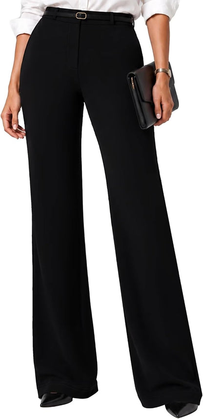 Sunzel Womens Stretch Wide Leg Dress Pants Hidden Butt Scrunch Work Trouser