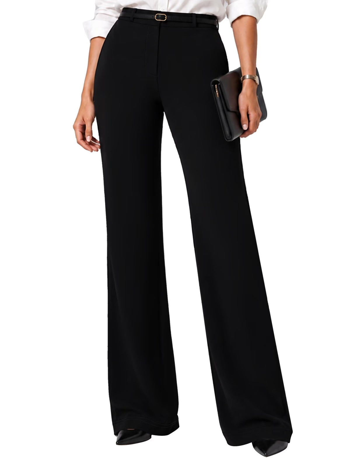 Sunzel Womens Stretch Wide Leg Dress Pants Hidden Butt Scrunch Work Trouser