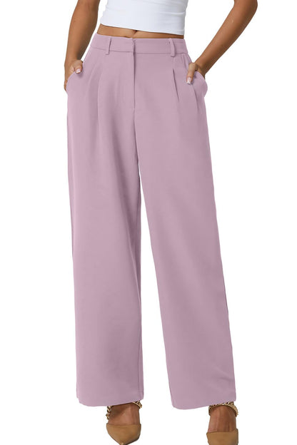 QINSEN Wide Leg Dress Pants for Women High Waisted Wrinkle Free Work Pants with Pockets Casual Slack