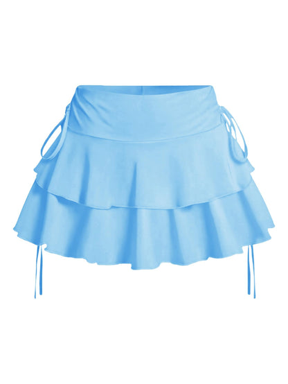 Women's Y2k Mini Ruffle Skirts with Shorts Cute Coquette Skort