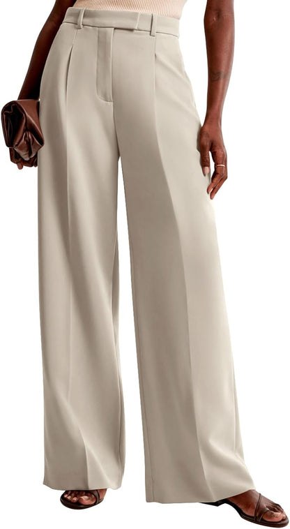 NIMIN Women Wide Leg Work Pants High Waisted Dress Trousers with Pockets