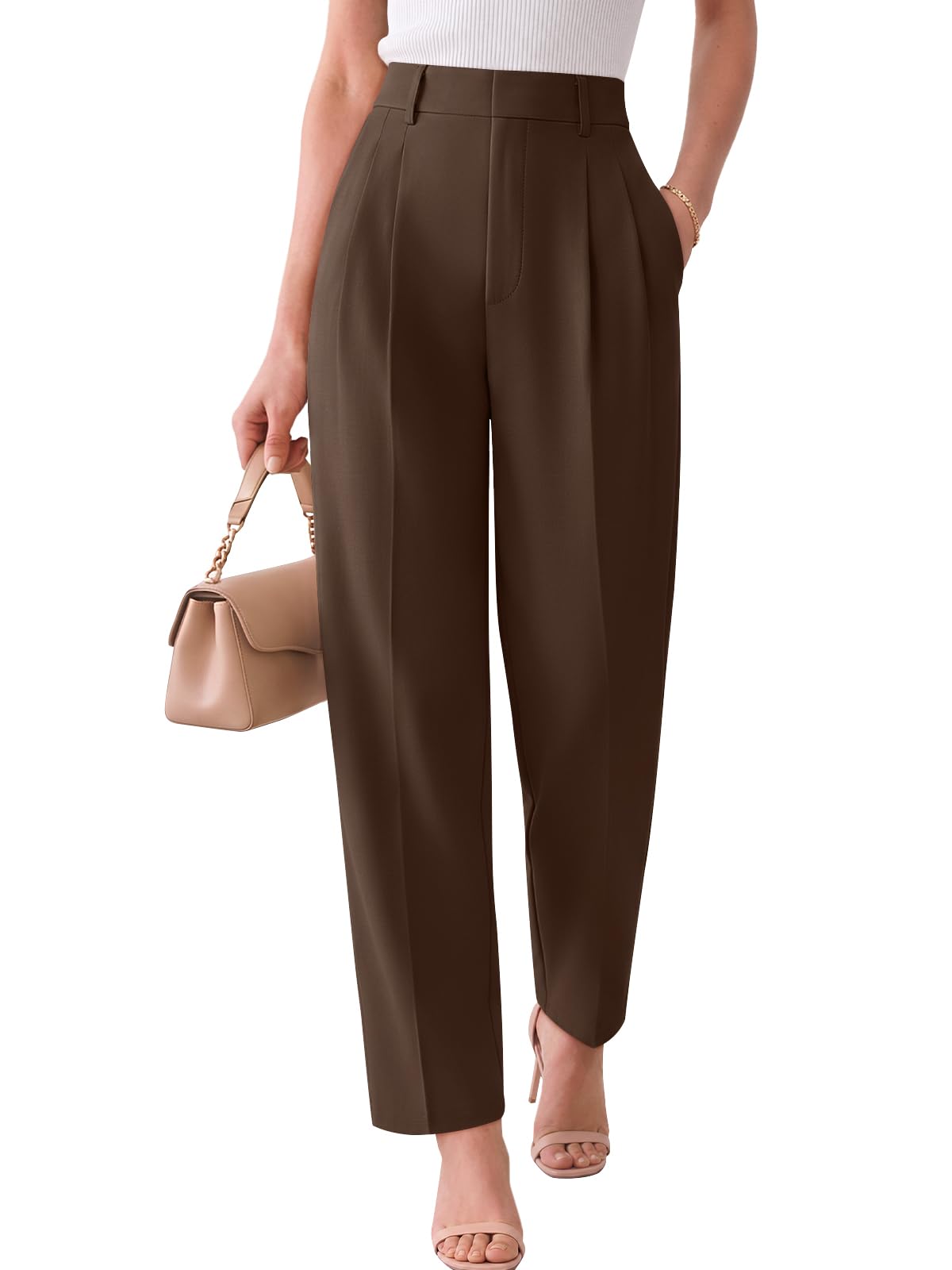 LILLUSORY Womens Tapered Stretchy High Waisted Dress Work Pants
