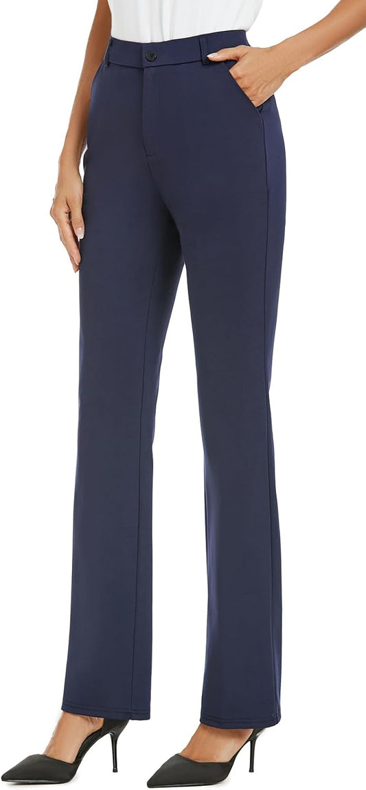 iChosy Women's Stretch Straight Leg Dress Work Pants Business Casual Slacks