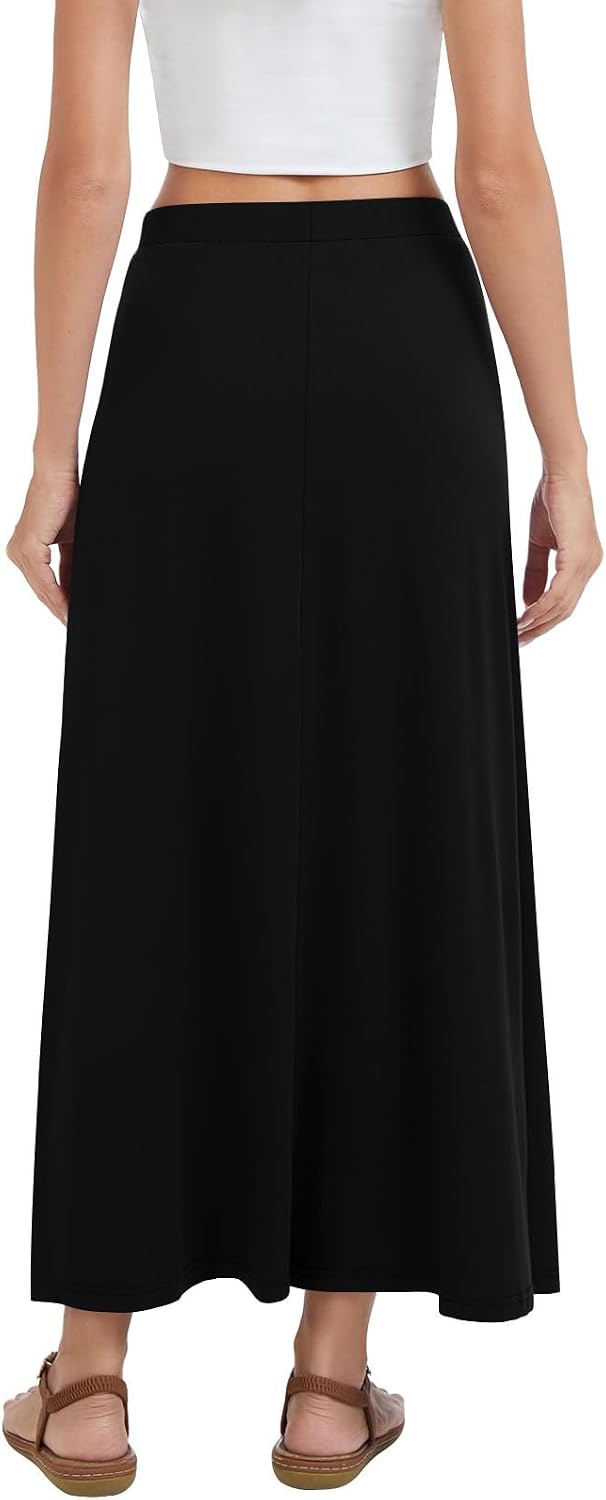 Women's Maxi Skirt Flowy A-line Casual Long Skirts S-2XL