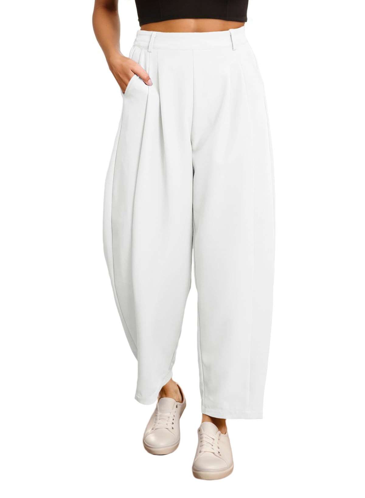 EVALESS Womens Wide Leg Barrel Pants with Pockets